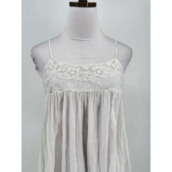 Free People Intimately White Gauze Cotton Long Nightgown Slip Dress Sz M - Picture 2 of 8